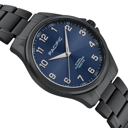 Czarny męski zegarek na bransolecie PACIFIC SSMB-1102-08