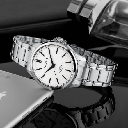 Srebrny męski zegarek na bransolecie PACIFIC SSMB-1103-01