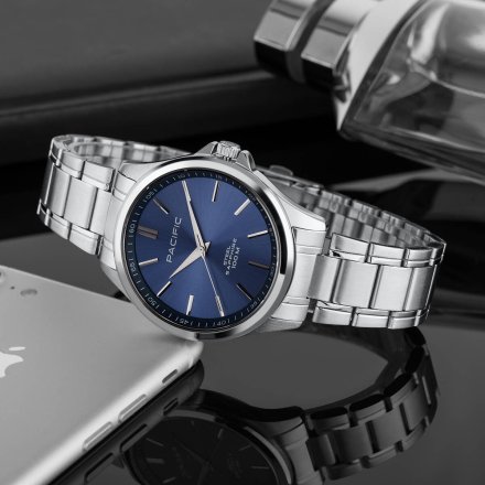 Srebrny męski zegarek na bransolecie PACIFIC SSMB-1103-03
