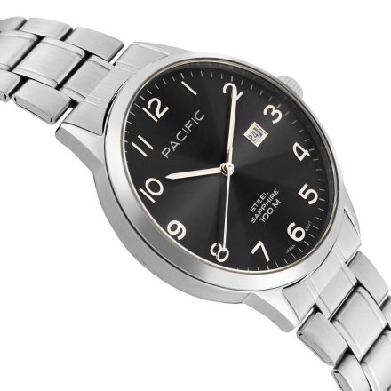 Srebrny męski zegarek na bransolecie PACIFIC SSMB-1107D-02