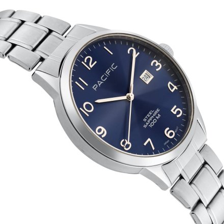 Srebrny męski zegarek na bransolecie PACIFIC SSMB-1107D-03