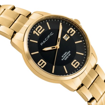 Złoty męski zegarek na bransolecie PACIFIC SSMB-1108D-05