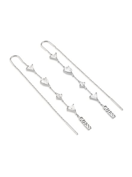 Guess WONDERLIGHTS srebrne kolczyki wiszące długie logo kryształy JUBE04412JW