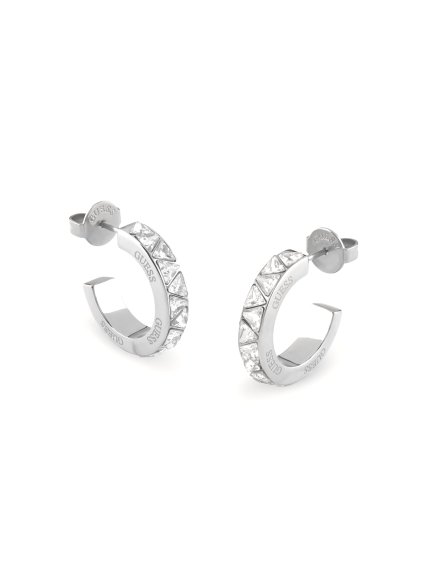 Guess TRINITY srebrne kolczyki kółka z kryształami JUBE04573JW