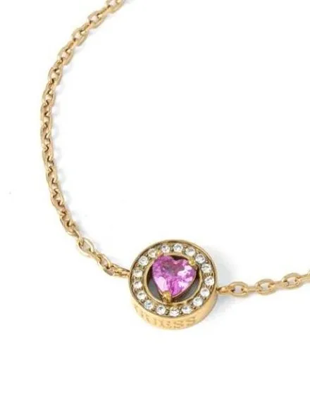Guess M'Ama Non M'Ama bransoletka złota damska różowy kryształ JUBB04668JW (S)