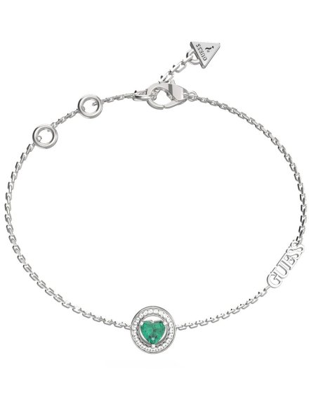Guess M'Ama Non M'Ama bransoletka srebrna damska zielony kryształ JUBB04668JW (S)