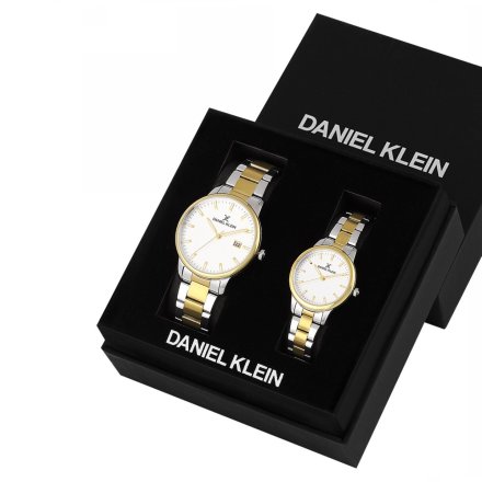 Zegarki dla par komplet srebrno-złoty na bransolecie Daniel Klein DK113576-3
