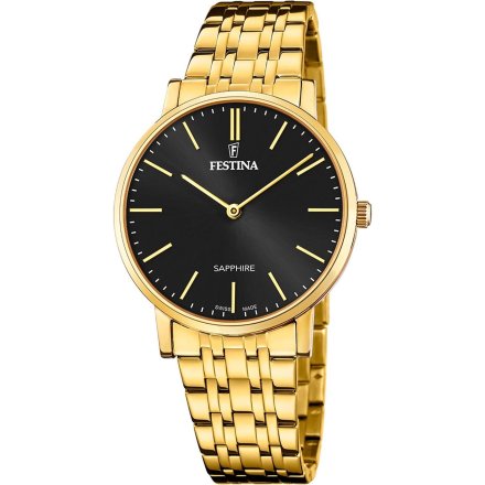 Festina Swiss Made 20046/5 Zegarek Męski z czarną tarczą i szkłem szafirowym
