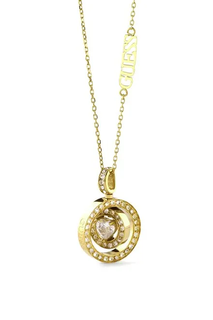 Guess M'Ama Non M'Ama złoty naszyjnik z kryształkami JUBN04658JW