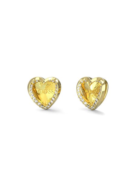 Guess Mon Amour złote kolczyki serce z kryształami JUBE04609JW