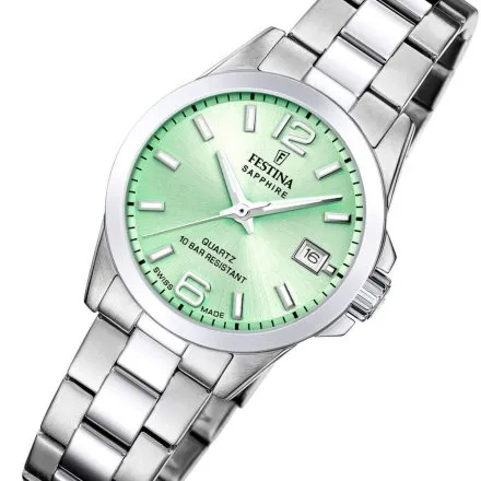Festina Classic Bracelet 20049/2 zegarek damski srebrny zielona tarcza z datownikiem