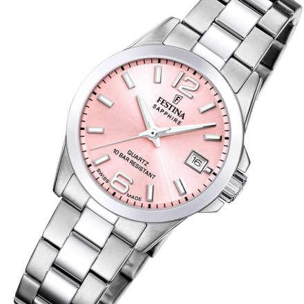 Festina Classic Bracelet 20049/3 zegarek damski srebrny różowa tarcza z datownikiem