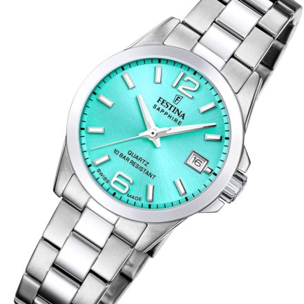 Festina Classic Bracelet 20049/4 zegarek damski srebrny błękitna tarcza z datownikiem