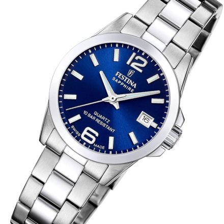 Festina Classic Bracelet 20049/5 zegarek damski srebrny granatowa tarcza z datownikiem