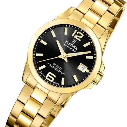 Festina Classic Bracelet 20050/4 zegarek damski złoty z czarną tarczą z datownikiem
