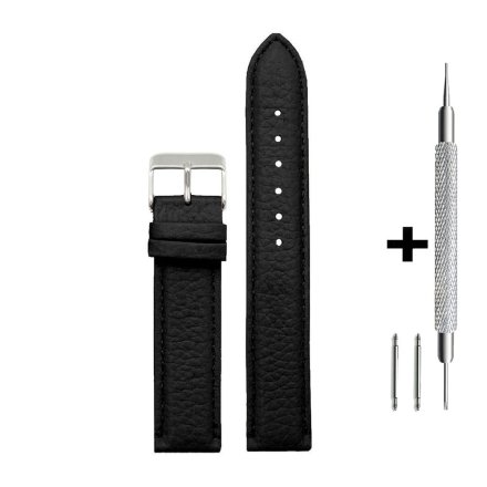 Czarny pasek 24 mm skórzany DILOY P205.24.01 + GRATIS dwa teleskopy i narzędzie