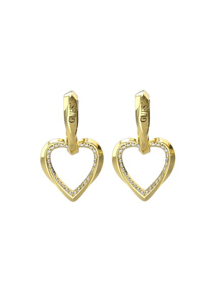 Guess Mon Amour złote kolczyki serce z kryształkami JUBE04617JW