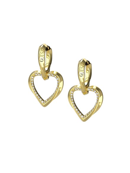 Guess Mon Amour złote kolczyki serce z kryształkami JUBE04617JW