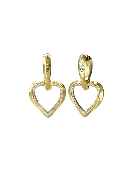 Guess Mon Amour złote kolczyki serce z kryształkami JUBE04617JW