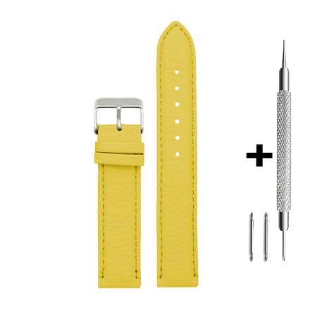 Żółty pasek 24 mm skórzany DILOY P205.24.10 + GRATIS dwa teleskopy i narzędzie