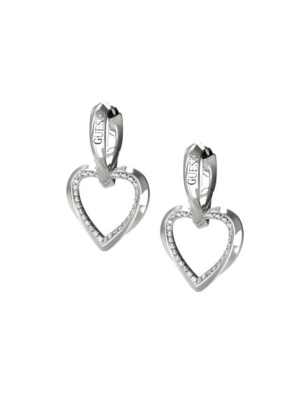 Guess Mon Amour srebrne kolczyki serce z kryształkami JUBE04617JW