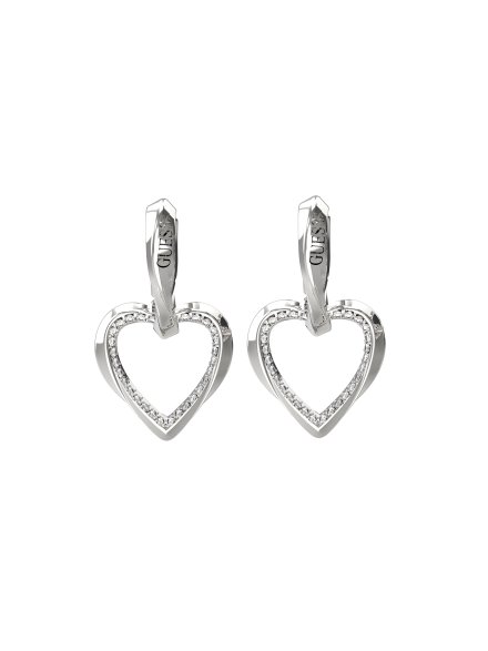 Guess Mon Amour srebrne kolczyki serce z kryształkami JUBE04617JW