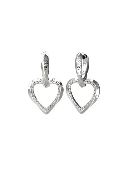 Guess Mon Amour srebrne kolczyki serce z kryształkami JUBE04617JW