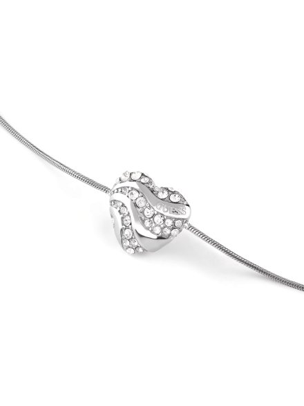 Guess In My Heart srebrna bransoletka damska serce kryształki JUBB04502JW (L)