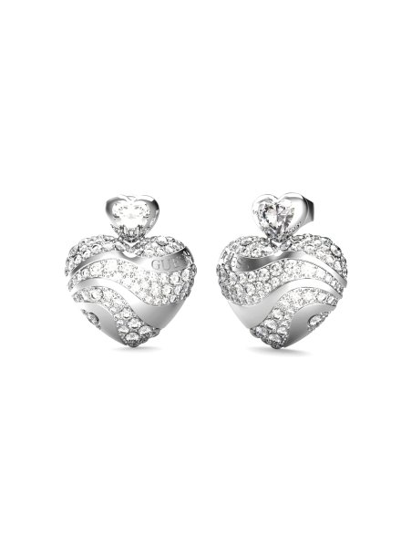 Guess In My Heart srebrne kolczyki serce z kryształkami JUBE04499JW
