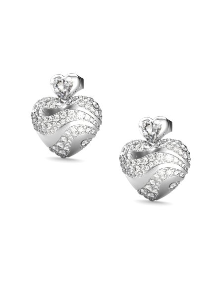 Guess In My Heart srebrne kolczyki serce z kryształkami JUBE04499JW