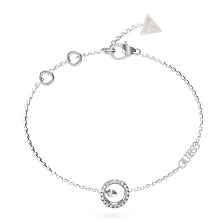 Guess Tiny Dancer srebrna bransoletka damska kółko z kryształkami JUBB04656JW (S)