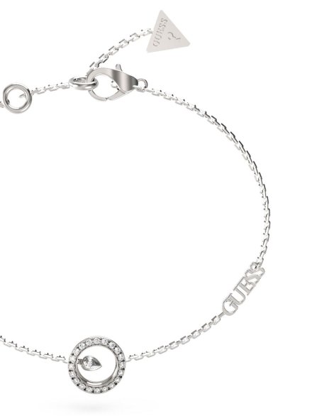 Guess Tiny Dancer srebrna bransoletka damska kółko z kryształkami JUBB04656JW (S)