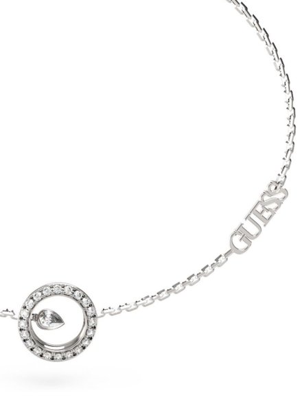Guess Tiny Dancer srebrna bransoletka damska kółko z kryształkami JUBB04656JW (S)