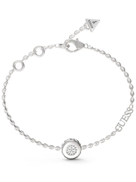 Guess Stylish Guess srebrna bransoletka damska kółko z kryształkami JUBB04594JW (S)