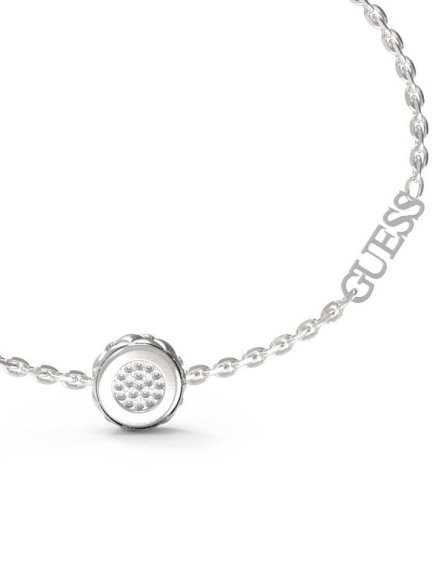 Guess Stylish Guess srebrna bransoletka damska kółko z kryształkami JUBB04594JW (S)