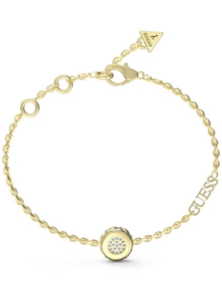 Guess Stylish Guess złota bransoletka damska kółko z kryształkami JUBB04594JW (S)