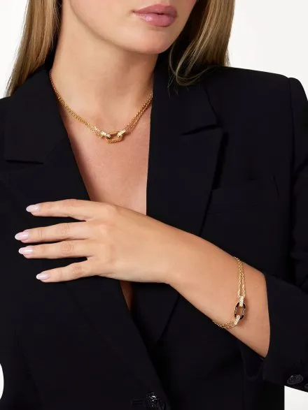 Guess Stylish Guess złoty naszyjnik z dużym ogniwem z kryształkami JUBN04580JW