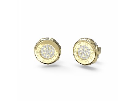 Guess Stylish Guess złote kolczyki kółka z kryształkami JUBE04595JW