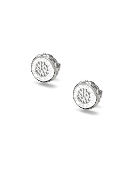 Guess Stylish Guess srebrne kolczyki kółka z kryształkami JUBE04595JW