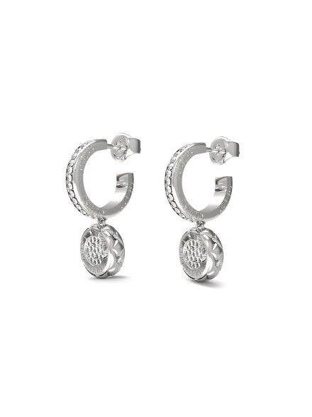 Guess Stylish Guess srebrne kolczyki kółka z kryształkami JUBE04596JW