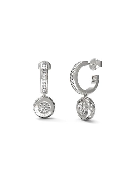 Guess Stylish Guess srebrne kolczyki kółka z kryształkami JUBE04596JW