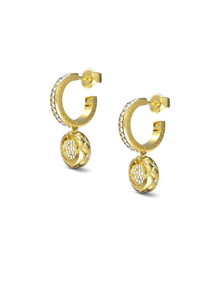 Guess Stylish Guess złote kolczyki kółka z kryształkami JUBE04596JW