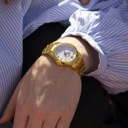 Festina Swiss Made 20058/1 zegarek damski złoty na bransolecie z kryształkami