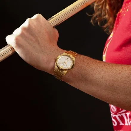Festina Swiss Made 20058/1 zegarek damski złoty na bransolecie z kryształkami