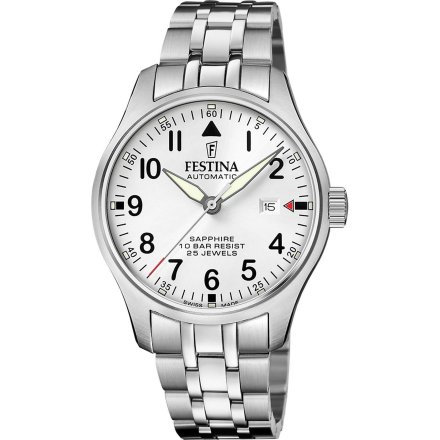 Festina Swiss Made 20151/A Zegarek Męski Automatyczny srebrny na bransolecie