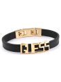 Guess Vegas bransoletka skórzana ze złotym logo GUESS JUMB03207JW