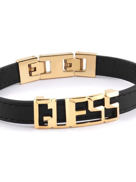 Guess Vegas bransoletka skórzana ze złotym logo GUESS JUMB03207JW