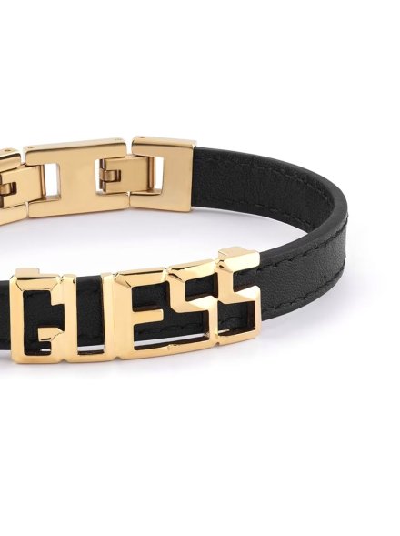 Guess Vegas bransoletka skórzana ze złotym logo GUESS JUMB03207JW