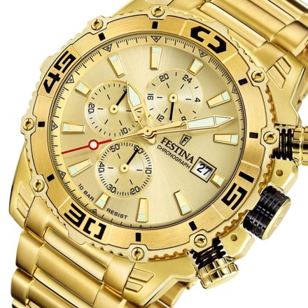 Festina Prestige 20492/1 Zegarek Męski złoty z funkcją chronografu