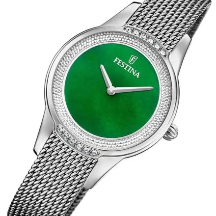 Festina Mademoiselle 20494/7 zegarek damski na bransolecie z zieloną tarczą